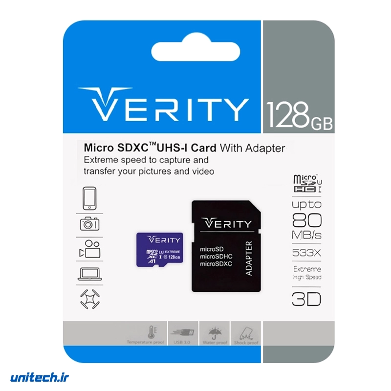 رم میکرو 128 گیگ وریتی مدل U3 533X خشابدار